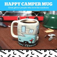 Mug en céramique Stoneware Happy Camper, grande capacité, mug sûr pour les amateurs de camping en plein air, cadeau pour les hommes, les femmes, maman, papa