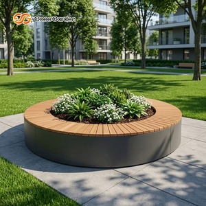 Gnee Garden Corten Steel Planter <b>Outdoor</b> Decoration Water Resistant Prefinished CE Certified 2mm Thickness Natural Rust Color - Product Image 2