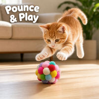 Jouet pour chat classique multicolore en peluche avec pompon, balle interactive douce pour la poursuite, idéal pour jouer en intérieur