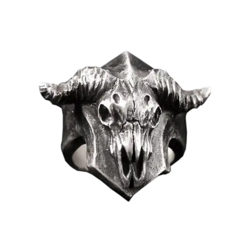 Factory Stock Mix Style Europe and America Hot Zinc Alloy Sliver Black Sheep Skull Ring Men's Personality Punk Ring