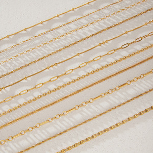 Collier en acier inoxydable plaqué or PVD 18K, à maillons mélangés (Figaro, torsadé, boule, trombone, blé, chemin <span class=keywords><strong>de</strong></span> fer), délicat pour femme - Product Image 6