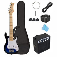 Travel Guitar Kit Size 3/4 Electric Guitar Maple Neck Body Glossy Finish Accessories Including 5 Watt Amplifier OEM