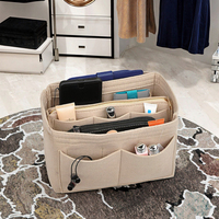 Sac de maquillage en feutre beige classique, sac de voyage, organiseur de toilette, pochette, sac à main, design classique, ensemble d'organisateurs en tissu pour le salon