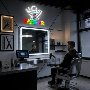 Barber neon LED acrylic <b>sign</b> USB powered dimmable ambient light shop window decoration light entrance indicator light Custom 5V - Product Image 2