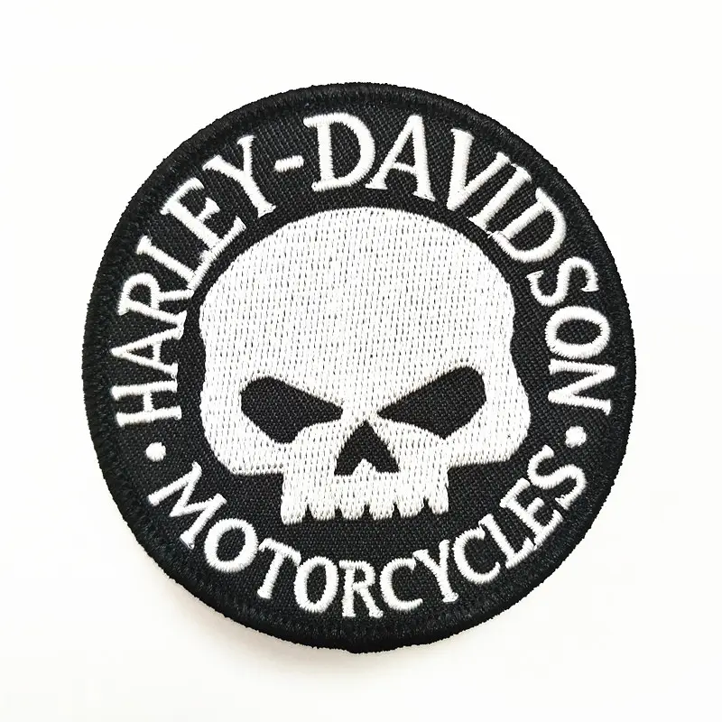 Factory custom sales biker motorcycle embroidery skull patch for clothes