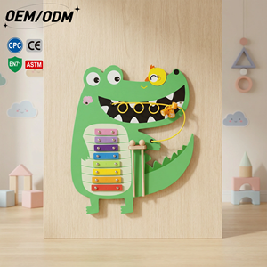 Jouet mural <span class=keywords><strong>éducatif</strong></span> en bois Montessori Crocodile - Symbiose animale, cognition des reptiles, sûr, non toxique, peu encombrant pour les enfants de 2 à 13 ans - Product Image 1