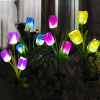 Lampes solaires LED en forme de tulipe, blanc chaud, IP65, étanches, pour jardin, mariage, fête, terrasse extérieure, décoration de cour