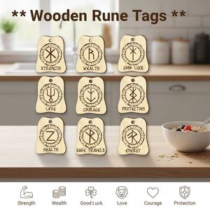 Ensemble de 9 ornements de protection en runes, ornements de Noël celtiques, symboles vikings, décorations nordiques païennes en bois, décoration d'arbre de Noël - Product Image 6