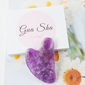 100% vera naturale ametista Gua Sha <span class=keywords><strong>pietra</strong></span> <span class=keywords><strong>massaggio</strong></span> di alta qualità viola del <span class=keywords><strong>viso</strong></span> cuore Guasha <span class=keywords><strong>pietra</strong></span> per la cura della pelle del <span class=keywords><strong>viso</strong></span> - Product Image 1