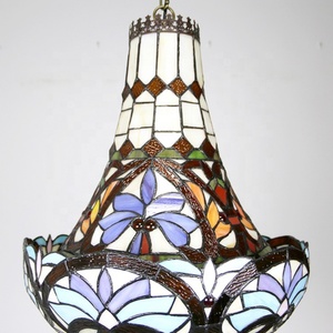 Lustre personnalisé LongHuiJing de style baroque Tiffany avec abat-jour en verre teinté - Product Image 5