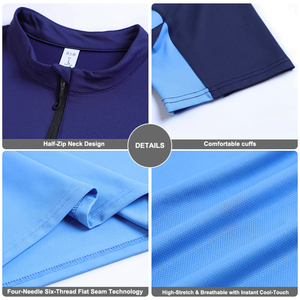 Chất Lượng Cao Đàn Hồi Cao Người Đàn Ông Tập Thể Dục Áo Sơ Mi Rắn Thể Hình Người Đàn Ông Đứng Cổ Áo Áo Thun Nhanh Khô Mỏng Phù Hợp Với Người Đàn Ông Chạy Áo Phông - Product Image 6