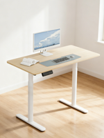 Escritorio de Computadora para Juegos PRORIALS, Moderno, Ergonómico, de Doble Motor, Columna Única, Superficie de Madera, Marco Metálico, Altura Ajustable
