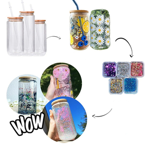 Kích thước lớn drinkware cốc thủy tinh trong suốt tái sử dụng cốc cốc nước trái cây Thủy Tinh bia có thể sữa Mocha ly cốc với nắp tre rơm - Product Image 6