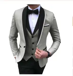 Costume formel 3 pièces pour hommes, coupe classique, revers châle, couleur unie, smoking de bal, mariage, marié (blazer + gilet + pantalon) 2023