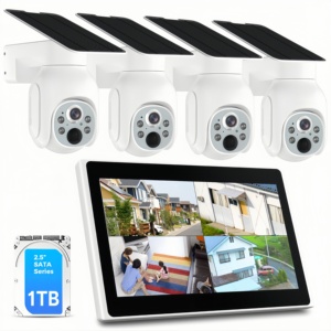 Système de caméra de sécurité solaire avec écran HD de 10 pouces, kit de surveillance NVR 10CH 4MP, vision nocturne, grand angle, cloud - Product Image 1