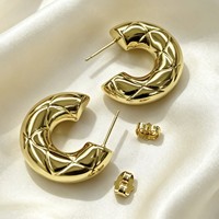 Boucles d'oreilles clous tendance en laiton jaune plaqué or 18 carats, bijoux cadeau pour femme, accessoires quotidiens, vente en gros