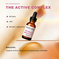 Sérum Triple Rétinoïdes Bakuchiol Anti-Âge Réparateur Cutané Acide Hyaluronique Non Gras Utilisation Nocturne Visage Niacinamide Squalane OEM 30ml