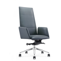 Chaise de bureau exécutive ergonomique pivotante au design moderne, en PU et cuir véritable, dossier haut, avec fonction rafraîchissante