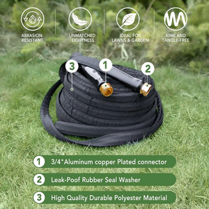 Manguera de Jardín Plana Flexible Anti-Fugas al por Mayor de Fábrica, Expandible con Boquilla de 3/4'', Ligera, Anti-Abrasión y Rebobinable - Product Image 3