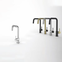 Robinet de cuisine simple et contemporain à poignée unique, bec rotatif en céramique, monotrou, à poser sur le plan, en acier inoxydable, divers modèles