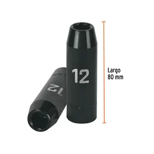 Truper 6 Unidades 1/2 'Impacto Dado Largo Cuadro 6 Puntas De 12 mm Caja De Socket Longitudinal - Product Image 2