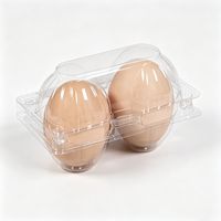Boîte à œufs en plastique transparent à 2 compartiments, avec couvercle rabattable, jetable et empilable, pour œufs frais de ferme, emballage cadeau pour le marché