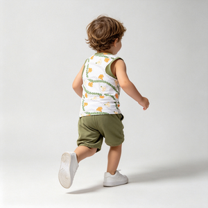 A26-21 Conjunto de Verano para Bebé, Personalizable de Fábrica, Venta al Por Mayor, Chaleco Estampado Unisex, Conjunto de 2 Piezas con Pantalones Cortos Sueltos - Product Image 5