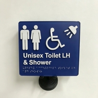 Plaque d'identification de toilettes unisexe en acier inoxydable IP65 résistante aux intempéries avec caractères braille en relief, taille/couleur/design personnalisés, affichage LED