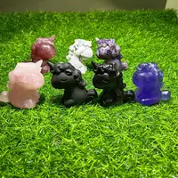 Figuras de animales de cristal Natural para decoración del hogar, unicornios de cuarzo rosa, obsidiana negra, 5-6cm, gran oferta, regalo