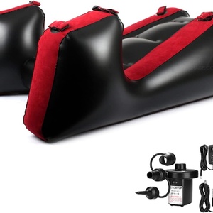 PVC Inflatable <b>Sofa</b> <b>Bed</b> Inflatable Red <b>Sofa</b> with Household Air Pump Portable Lounge <b>Chair</b> Relaxation Tools for Bedroom - Product Image 1