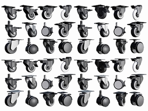 3-Zoll-Bürostuhl-Lenkräder Low Profile Swivel und Rigid Nylon Plate Rollen mit Gummi OEM anpassbar - Product Image 2