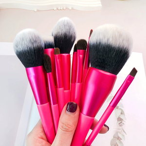 Ensemble de 10 <span class=keywords><strong>pinceaux</strong></span> de maquillage professionnels personnalisables rose vif en poils synthétiques pour le visage, le fond de teint, le blush – Outil de beauté – Grande Vente - Product Image 6