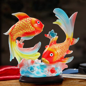 Koi Fish <b>Ornament</b> Resin Feng Shui Decor For Living Room Chinese New Year Gift - Product Image 2