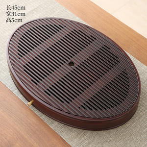 Bandeja ovalada para té con drenaje, de bambú, pequeña mesa para preparar té en seco para uso en el hogar y la oficina, tipo con almacenamiento de agua, mesa de té Kung Fu - Product Image 2