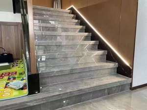 Dalles et carreaux en marbre gris pierre naturelle pour escaliers d'hôtel - Product Image 3