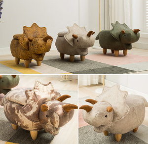 AOQI Tapizado Escritorio Ride-On Kids Otoman Puf Reposapiés Taburete con aspecto de animal Elefante para niños Diseño de animales Sillas para niños - Product Image 6