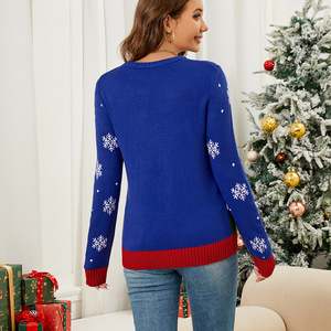 2026 nouveau KJ 2024 femmes noël flocon de neige <span class=keywords><strong>renne</strong></span> tricoté <span class=keywords><strong>pull</strong></span> à manches longues col rond Jacquard <span class=keywords><strong>pull</strong></span> tricots - Product Image 2