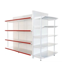 Étagère de supermarché double face avec panneaux latéraux en grillage métallique pour l'affichage des produits en magasin d'alimentation