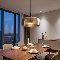 Lámpara Colgante Lineal de Vidrio de 3 Luces, Moderna, LED, Color Gris Ahumado, para Isla, Mesa de Comedor, Barra de Bar