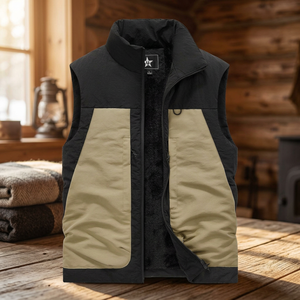 Gilet sans manches pour homme, doublé polaire, color block, chaud pour l'hiver, col montant, fermeture éclair - Product Image 3