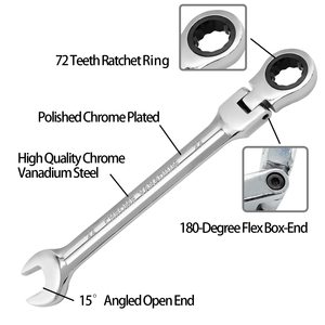 <span class=keywords><strong>15mm</strong></span> linh hoạt ratcheting cờ lê CRV thép 12Pt. 72 răng Ratchet kết hợp cờ lê - Product Image 2