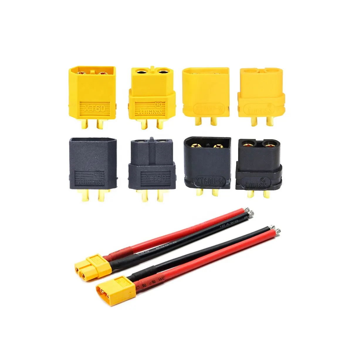 Groothandel Zwart Originele Mannelijke En Vrouwelijke Vergaren XT60U XT60-M Xt 60 XT-60 XT60 Plug Batterij Kabel Connector Voor Rc Lipo batterij