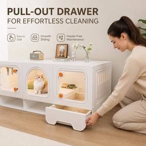 Gabbia per Gatti Modulare OEM ODM con Logo Personalizzato, Stile Legno, Villa Pieghevole per Gatti, Colore Personalizzato per Marchi di Animali Domestici, <span class=keywords><strong>Vendita</strong></span> all'Ingrosso - Product Image 1