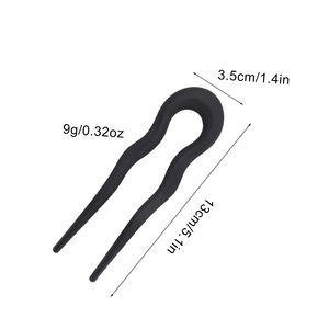 Pique à cheveux rétro en plastique couleur unie de 13 cm pour femme, accessoires en résine mate en forme de U, vente en gros - Product Image 5