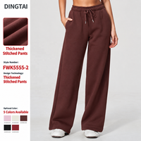 Pantalon de survêtement large en molleton doublé Dingtai pour femme, 65 % polyester, 35 % coton, chaud, confortable, décontracté, pour le sport et la course à pied
