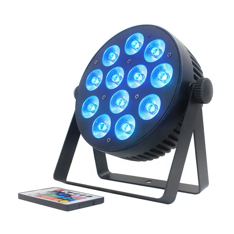 Dmx som ativado palco luz 12x12w controle ir, 6 em 1, rgbwauv, para áreas internas, sem ventilação, plana, led, mini par luzes