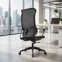 Chaise de bureau exécutive ergonomique moderne à dossier haut en maille avec support lombaire réglable, siège de travail pivotant pour bureau à domicile