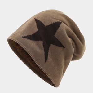 2025 automne et hiver tricoté <span class=keywords><strong>laine</strong></span> chapeau hiver Plus velours chaud grande étoile à cinq branches pull chapeau hommes en plein air chapeau décontracté - Product Image 6
