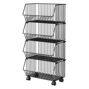 Mobile Storage Rack Trolley Iron Stackable Rectangular Trapezoidal Tower <b>Standing</b> Type For Kitchen Living Room Fruit <b>Vegetable</b> - Product Image 5