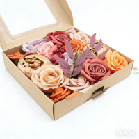 Boîte de fleurs artificielles vintage caramel, kit floral DIY pour la décoration de mariage et d'événements